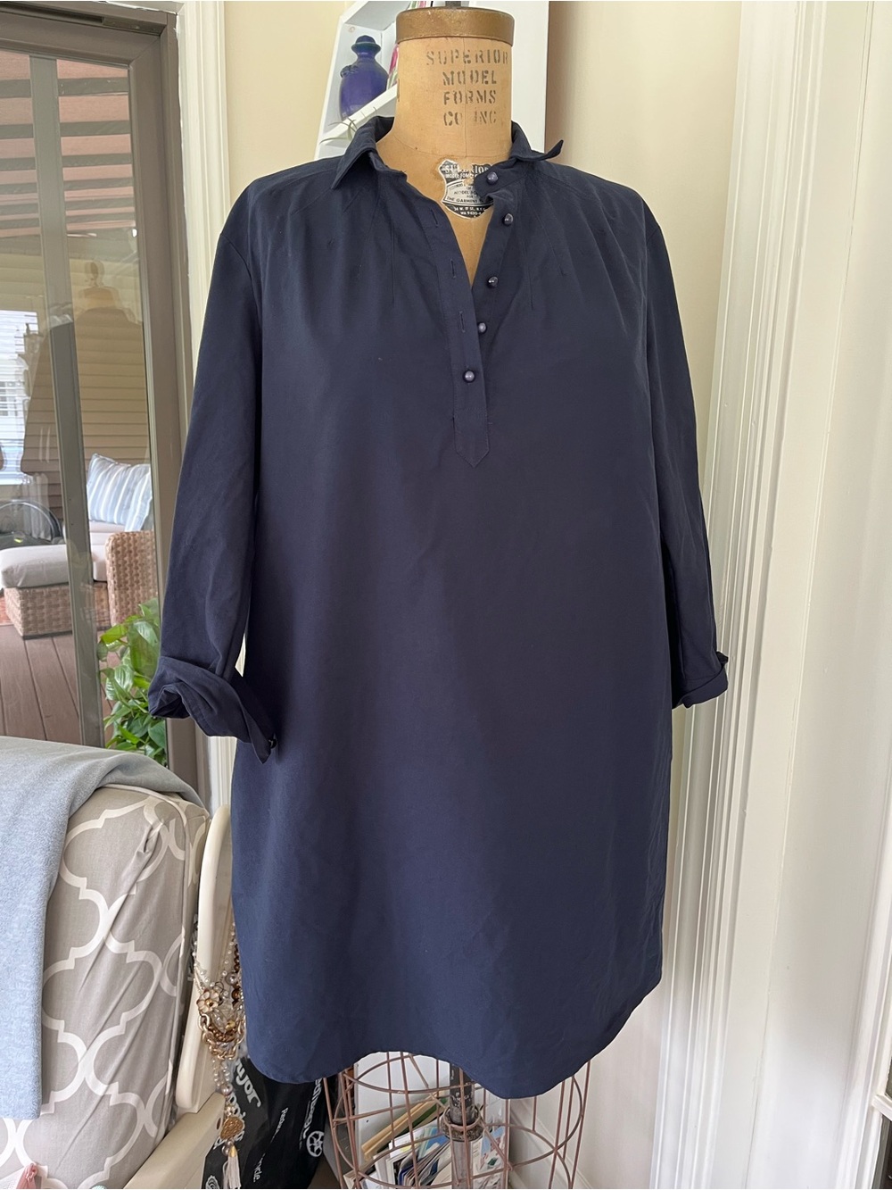 Pomander Place Navy Button-Front Shirt Dress from tuckernuck